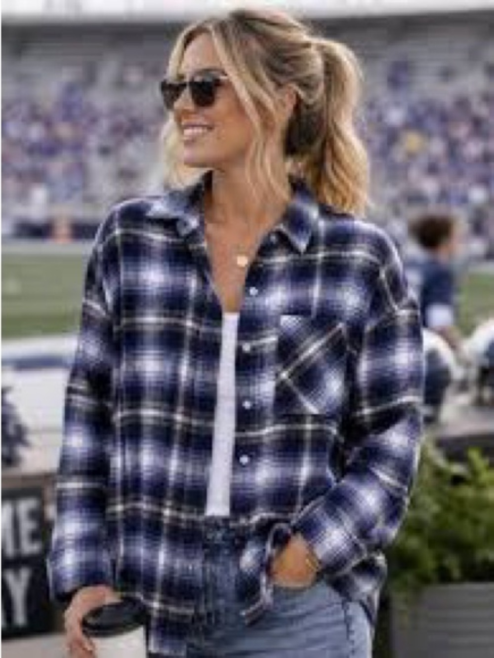 bp Navy Plaid Button down Shirt